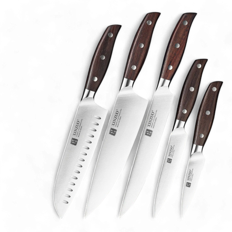 Conjunto com 5 Facas XINZUO Precision Elite: Elegância e Desempenho para Sua Cozinha.