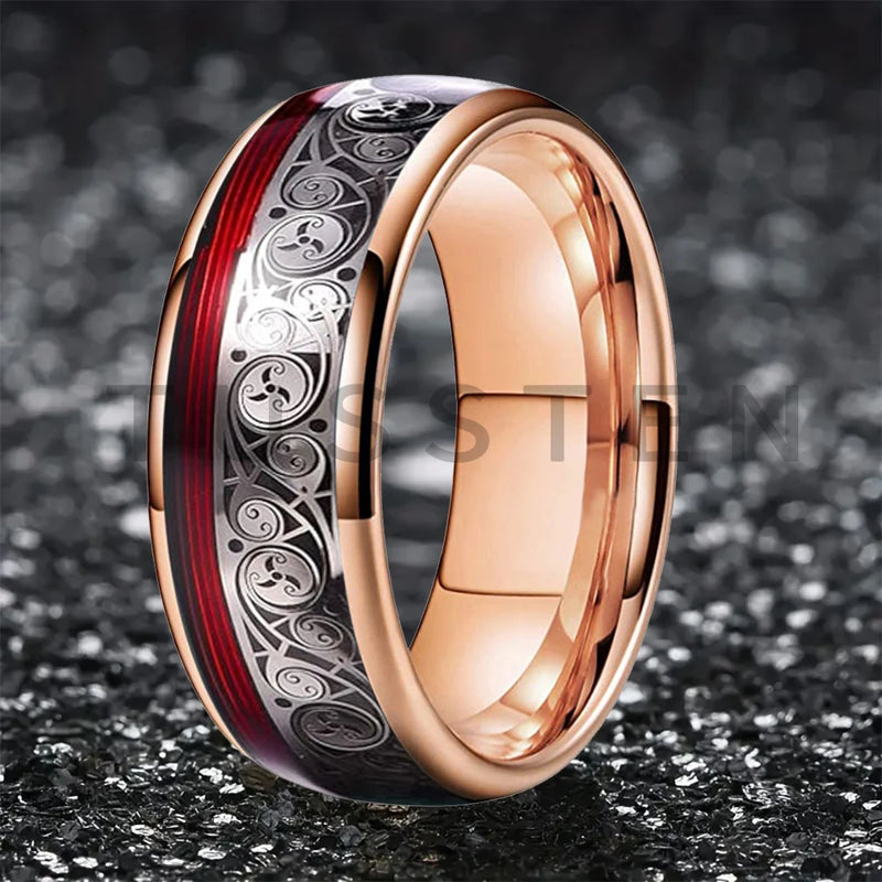 TUSSTEN 8MM: Anel de Tungstênio com Design Único 