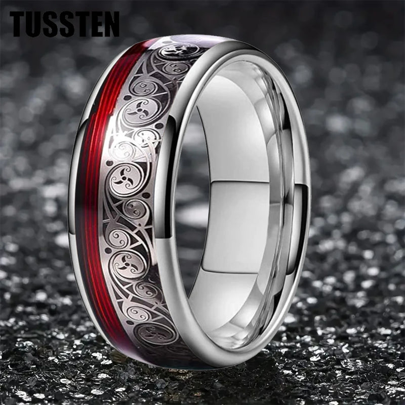 TUSSTEN 8MM: Anel de Tungstênio com Design Único 