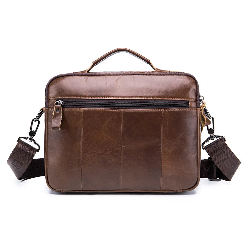 Bolsa Transversal Masculina de Couro Genuíno LAOSHIZI: Estilo Retrô e Elegância para o Seu Dia a Dia