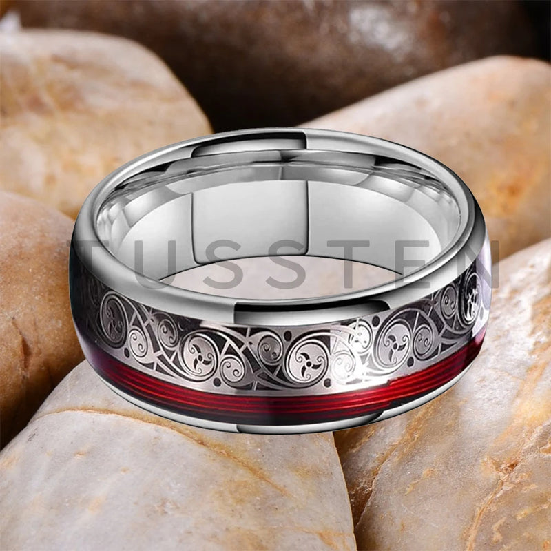 TUSSTEN 8MM: Anel de Tungstênio com Design Único 