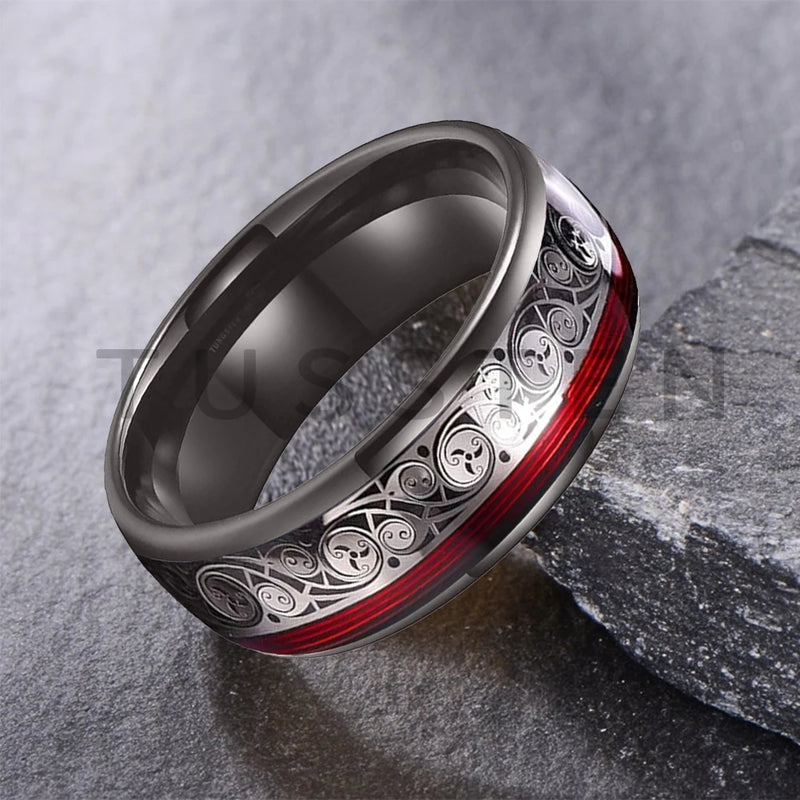 TUSSTEN 8MM: Anel de Tungstênio com Design Único 