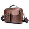 Bolsa Transversal Masculina de Couro Genuíno LAOSHIZI: Estilo Retrô e Elegância para o Seu Dia a Dia
